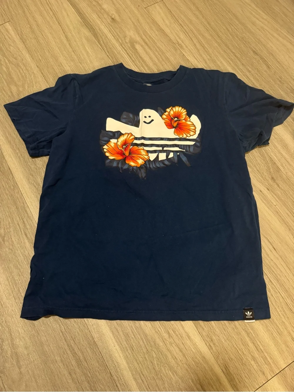 adidas Navy Tee with Ghost & Hibiscus Print